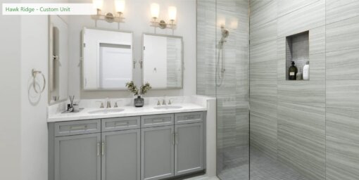 Hawk Ridge bathroom customization option with gray cabinets